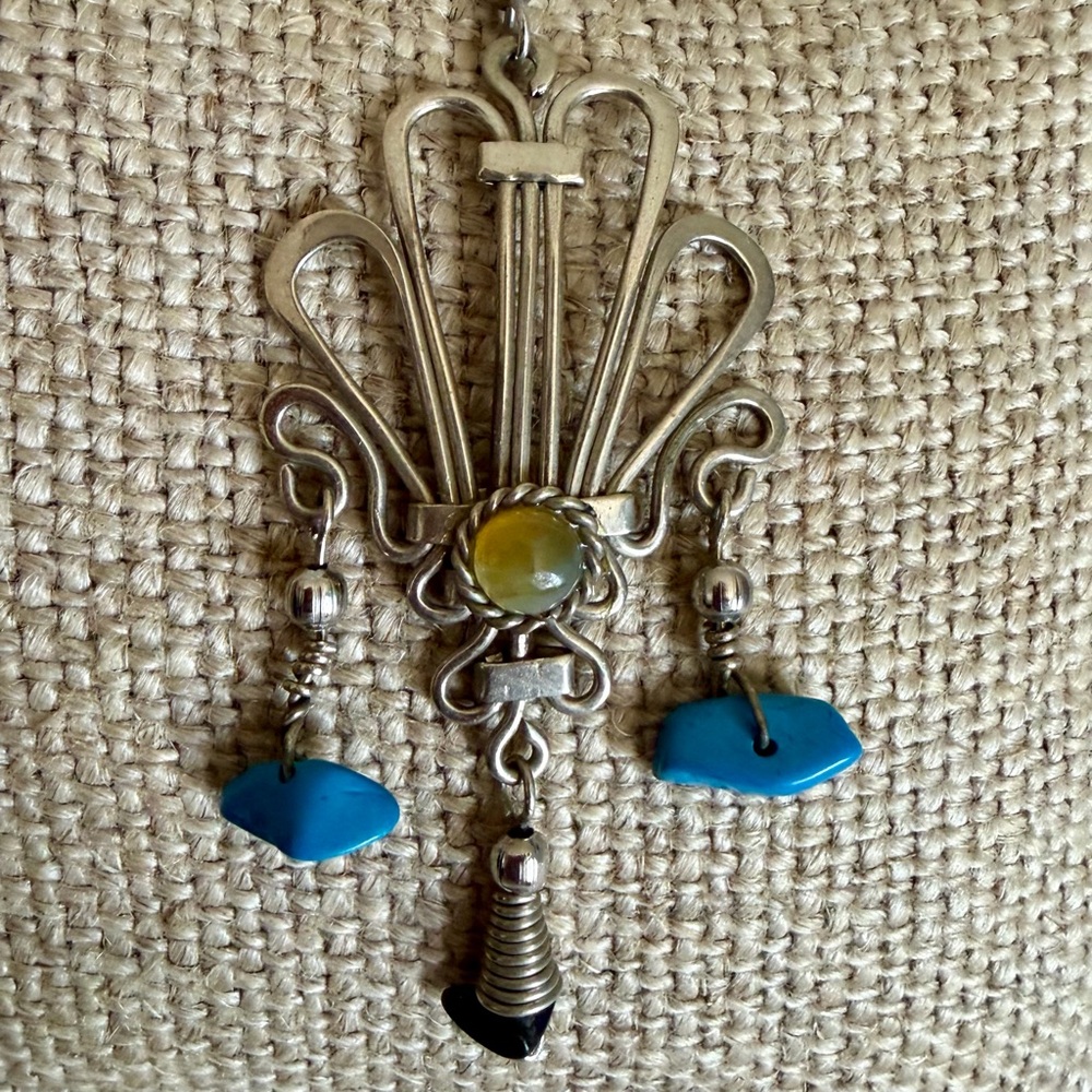 Silver/Silvertone Dangle Earrings With Turquoise … - image 4